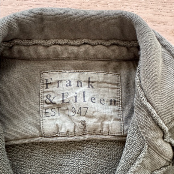 Frank & Eileen Triple Fleece Terry Sweatshirt Button up Eileen Sz S Thyme - Picture 8 of 8